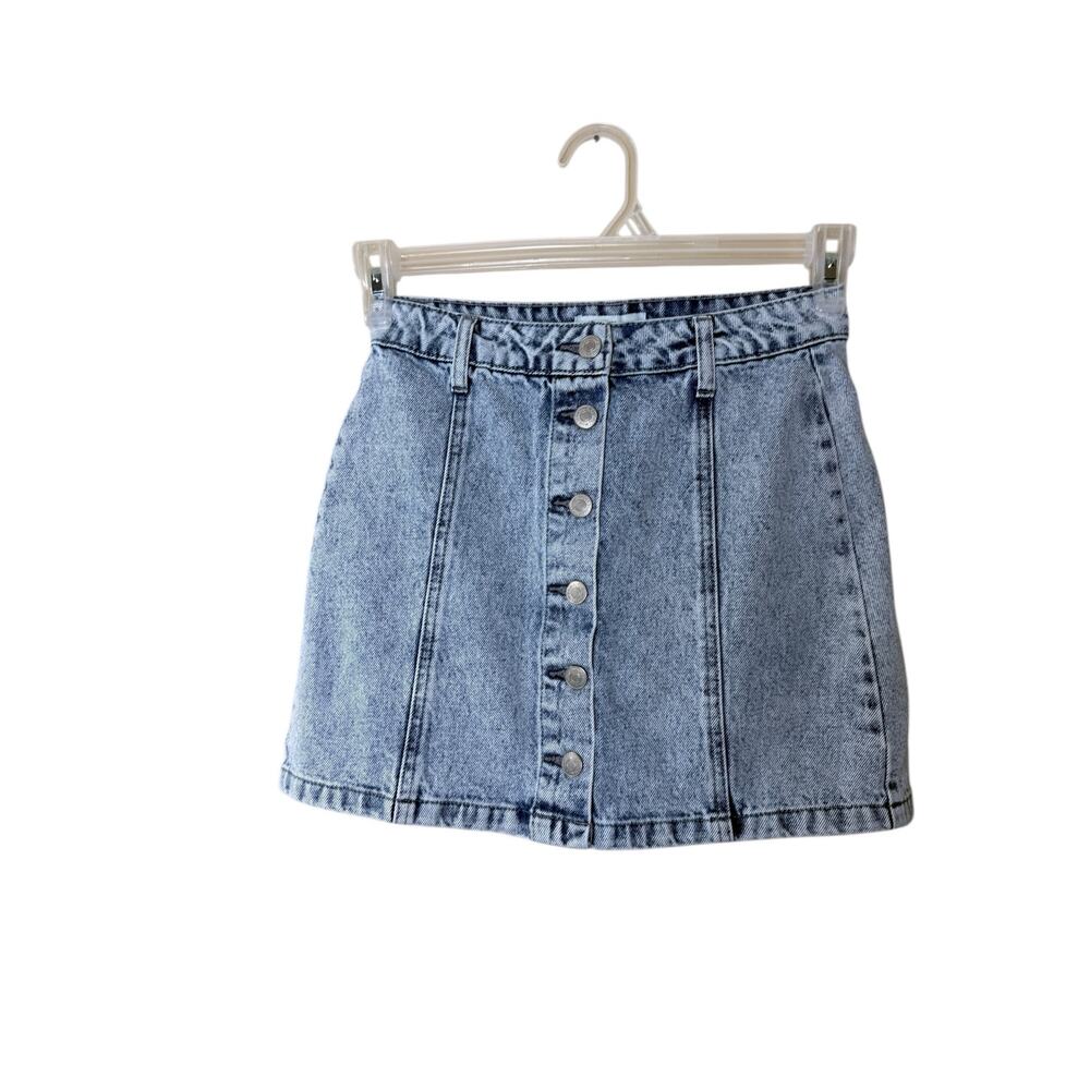 Forever 21 button front denim jean mini skirt Y2K XS